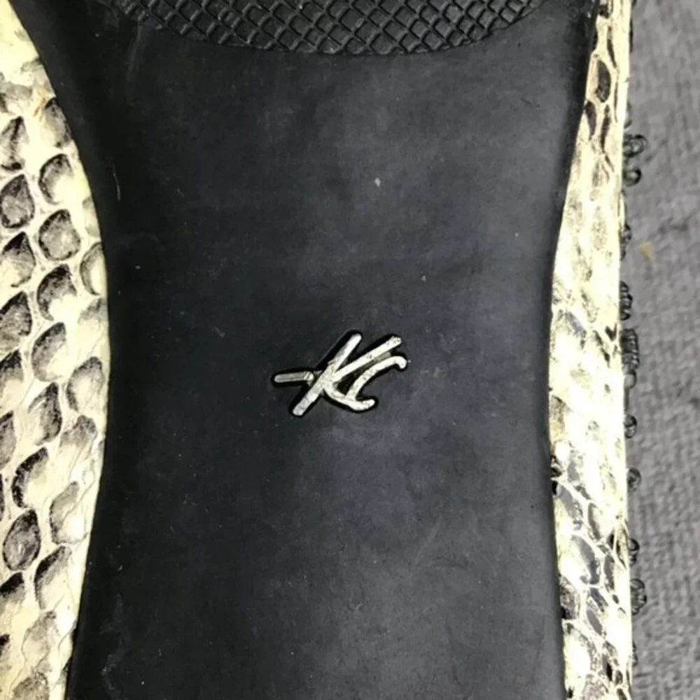 Rare Kenneth Cole Sparkle‎ N Shine Leather Snakeskin Jeweled Flats Sz 10 M